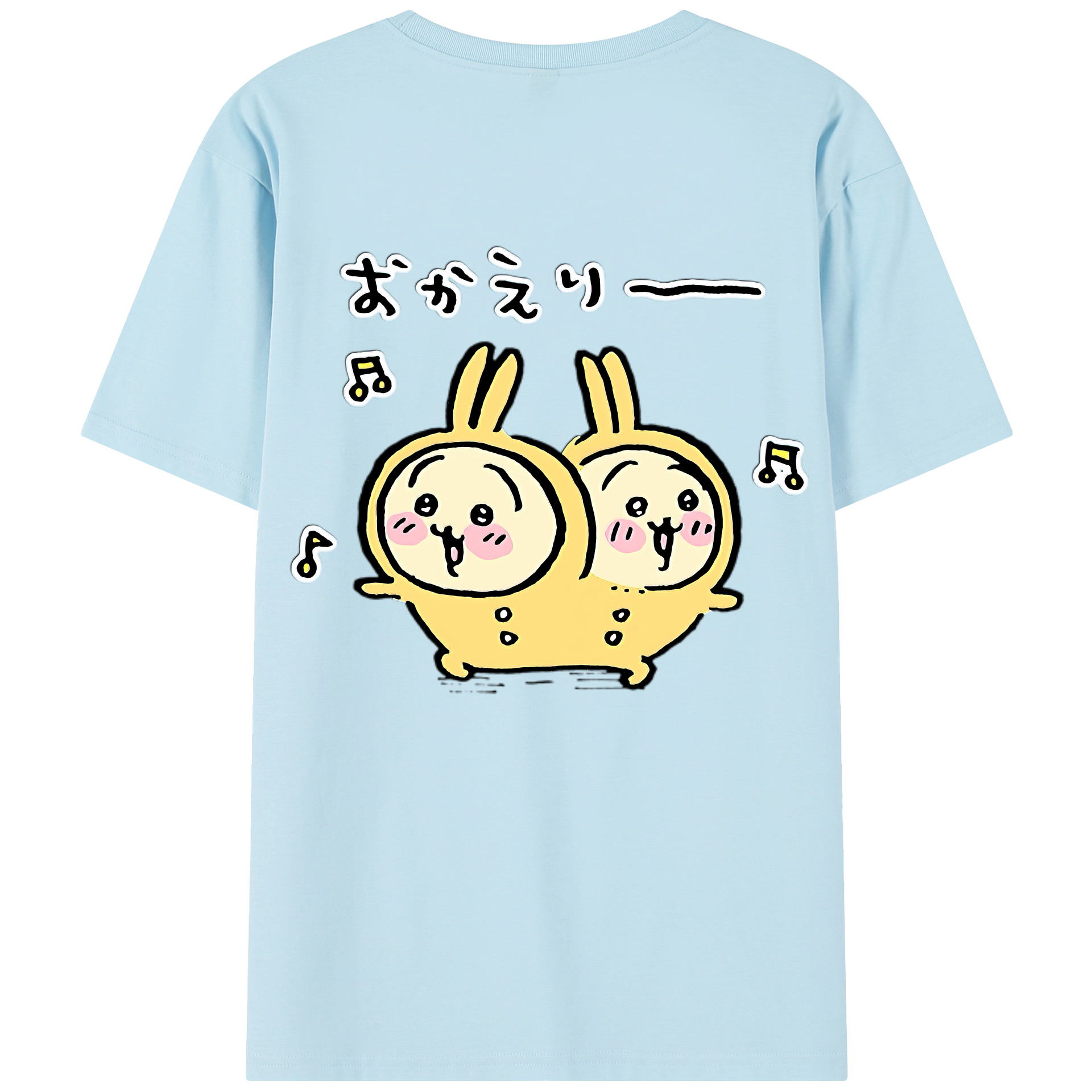 （画像用） ちいかわ うさぎ Chii-kawa usagi 綿100％半袖Tシャツ（背面プリント）